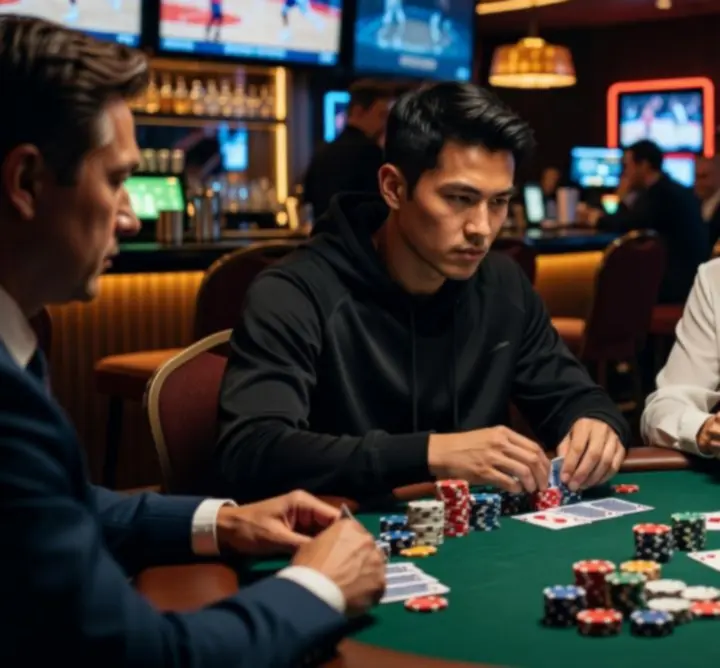 Akcja przy stole podczas turnieju pokerowego w 